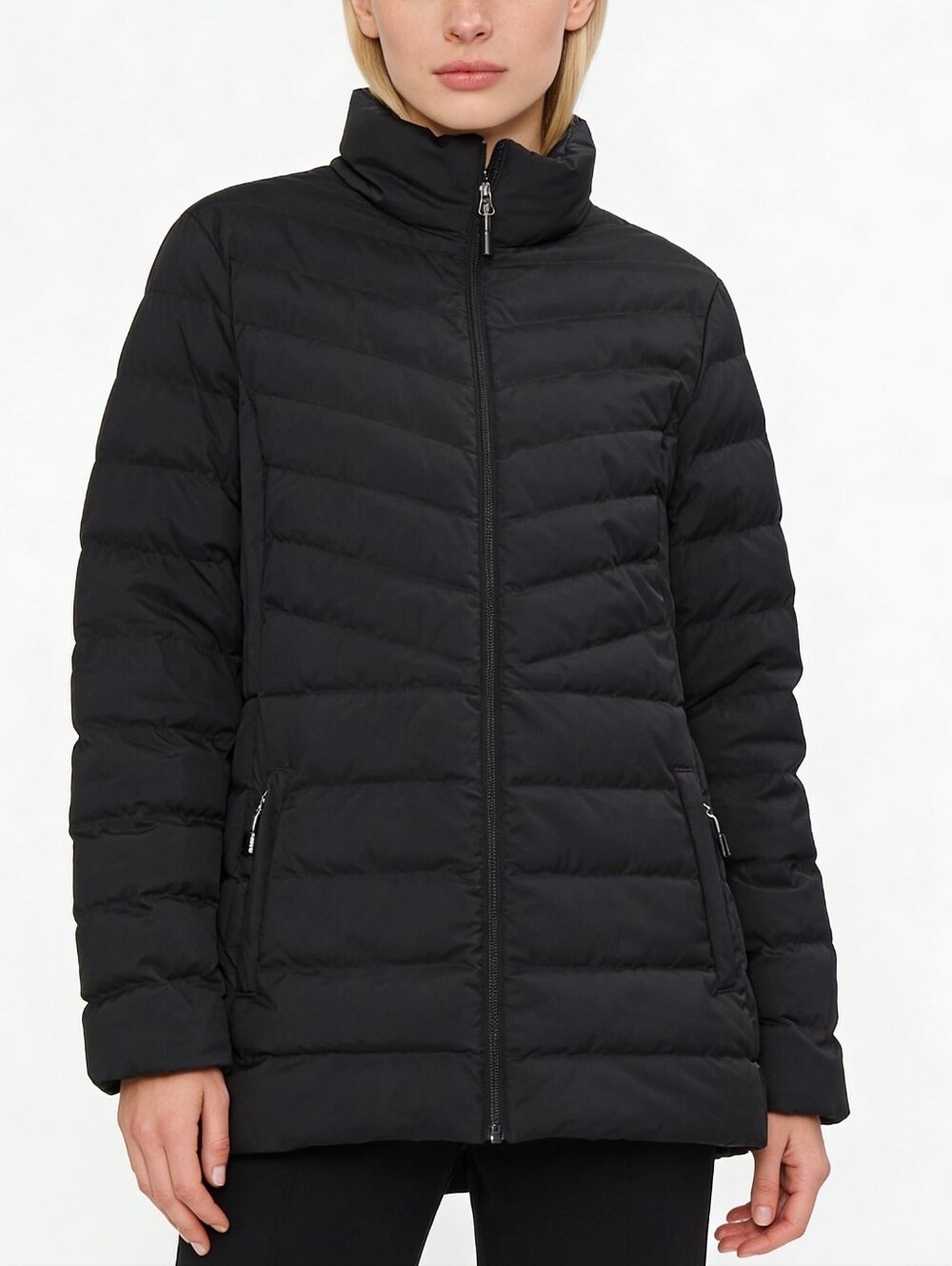 32 DEGREES HEAT Women's Coat Puffer Jacket Black Quilted Zip Up LARGE